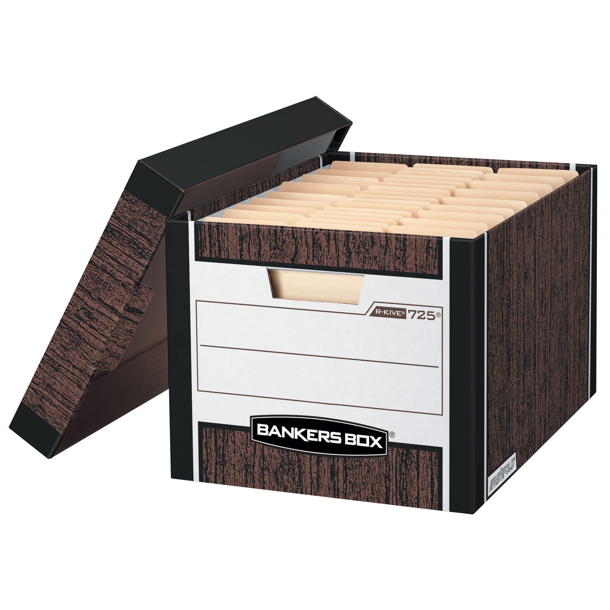 Bankers Box R-KIVE Heavy-Duty Storage Boxes 4-Pack - FastFold Design with Lift-Off Lid for Letter/Legal Files | Secure Document Storage for Office, Home & Business Organization (0072506)