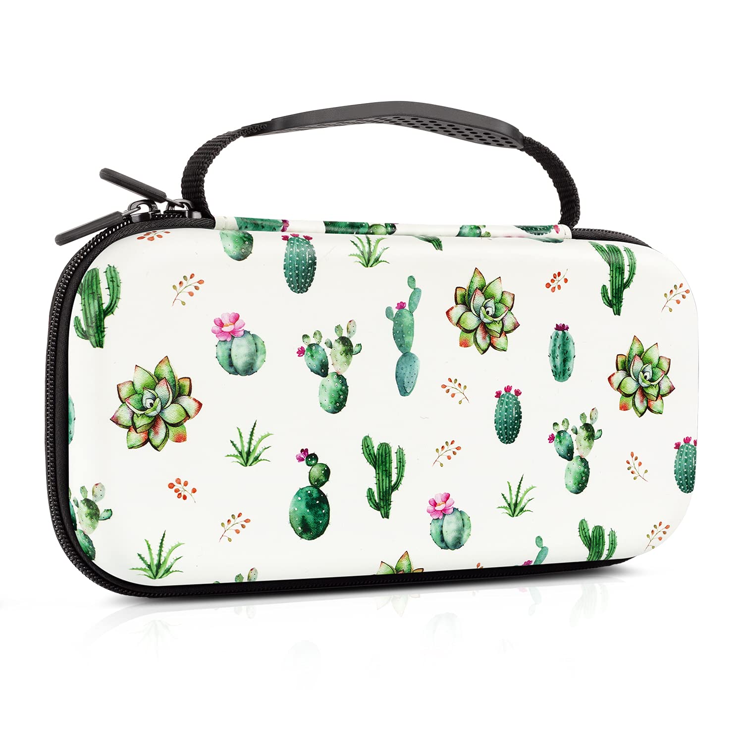 Lokigo Nintendo Switch/Switch OLED Carry Case - Portable Travel Carrying Case with 16 Game Card Slots for Console & Accessories - Cactus Design - Perfect for Gaming On-The-Go, Travel, and Storage Protection