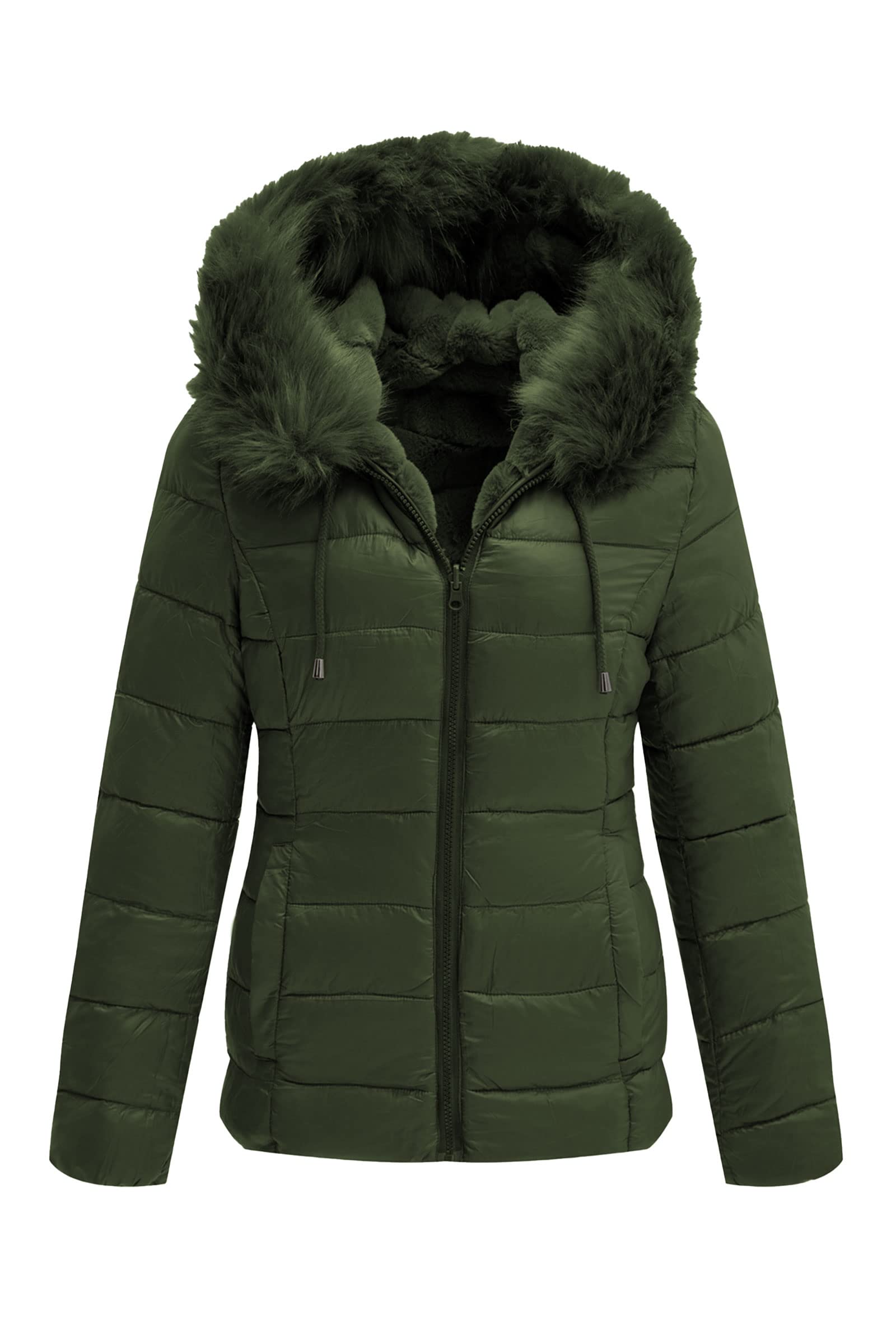 Bellivera Women's Reversible Faux Fur Jacket - Double Sided Winter Coat with Hood & Fur Collar | Warm Fashion Outerwear for Fall, Winter & Spring | Perfect for Casual Outings, Travel & Cold Weather