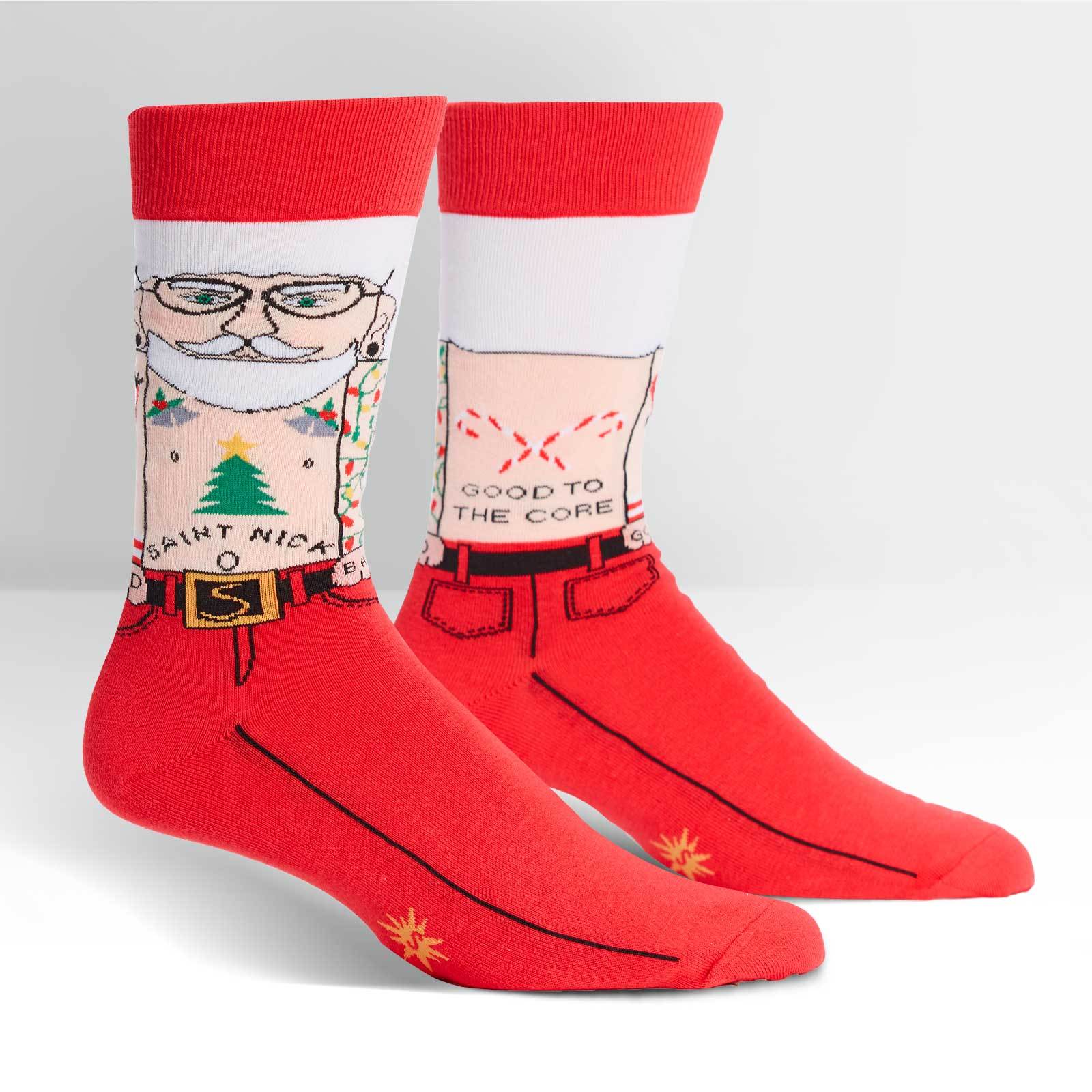 Funny Christmas Socks for Men - Sock It To Me Saint Nick Crew Socks - Perfect for Holiday Gifts, Parties & Festive Outfits