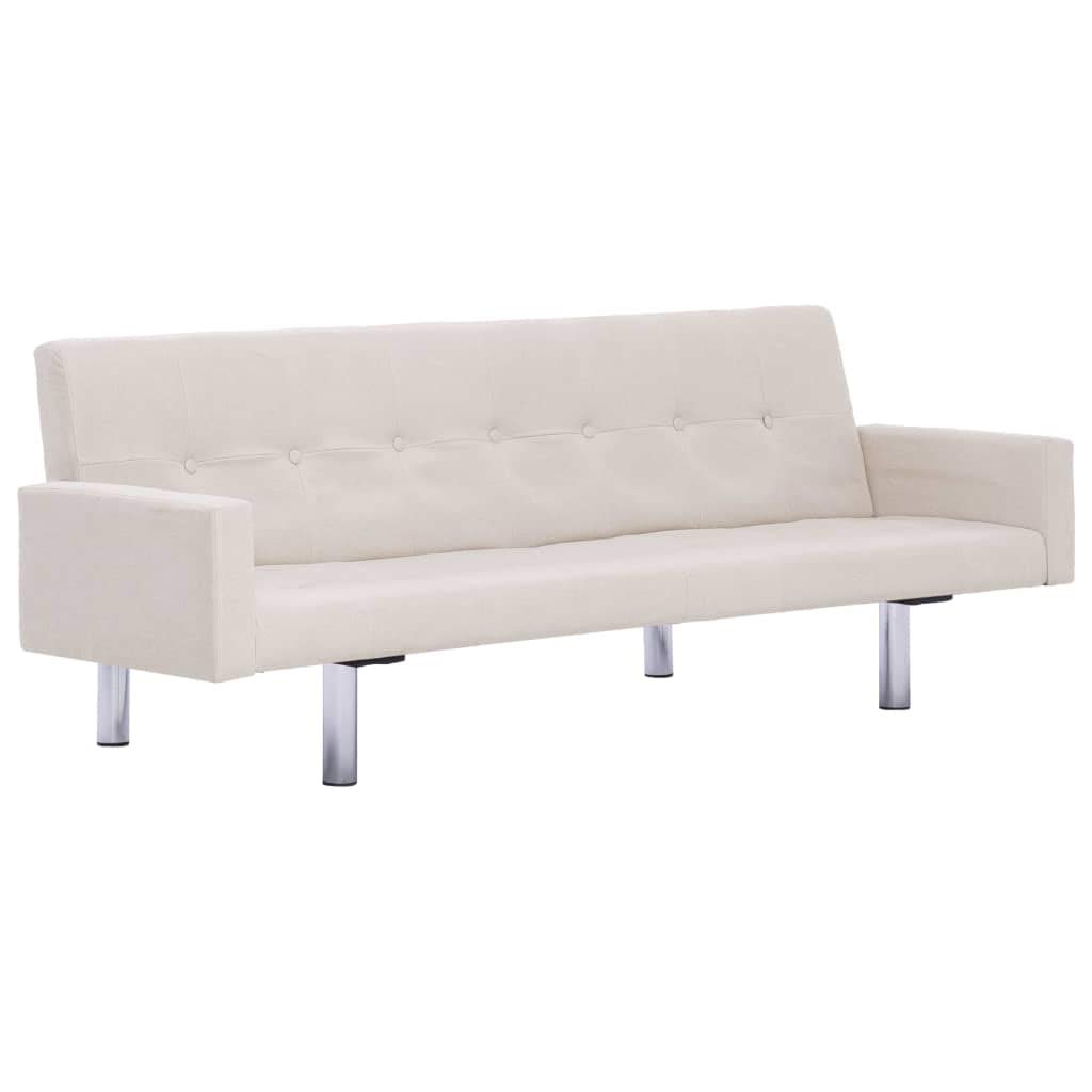 FAMKIT Convertible Sofa Bed with Armrest - Comfortable Living Room Couch, Garden Corner Sofa in Cream Color | Perfect for Small Spaces, Guest Rooms & Outdoor Relaxation