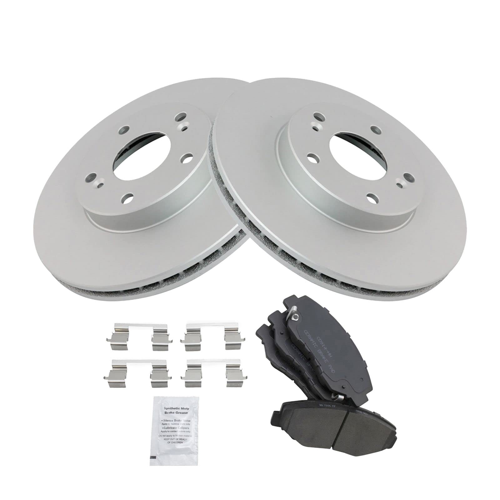 High-Performance Front Ceramic Brake Pad & Coated Rotor Kit with Brake Fluids - Compatible with Honda Accord & Civic - Perfect for Daily Commuting, City Driving & Highway Safety