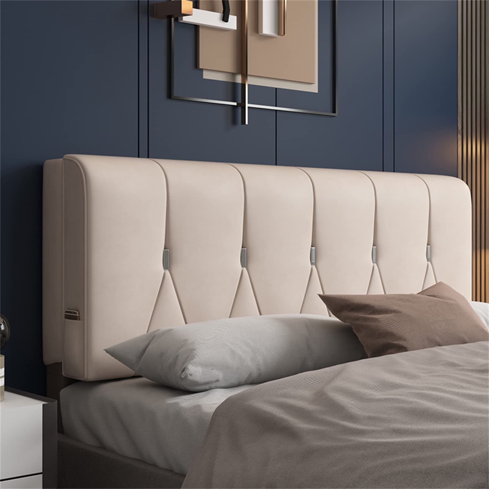 Large Bolster Headboard Cushion - 190cm Lumbar Support Pillow for Reading & Relaxing - Extra Big Bed Backrest for Daybed, Bedroom & Dorm Decor - Beige - Perfect for Sitting Up in Bed, Watching TV or Reading Books