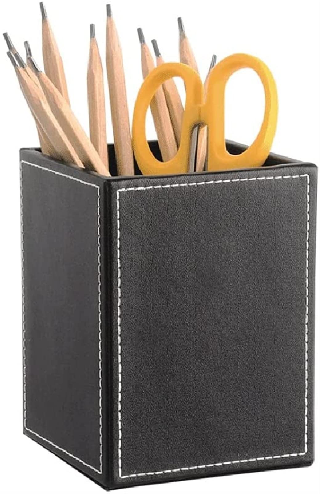 Square Pen Holder for Desk - Durable Multifunctional Office Organizer for Pens, Makeup Brushes & Stationery - Perfect for Home, Office & School Use (Black)