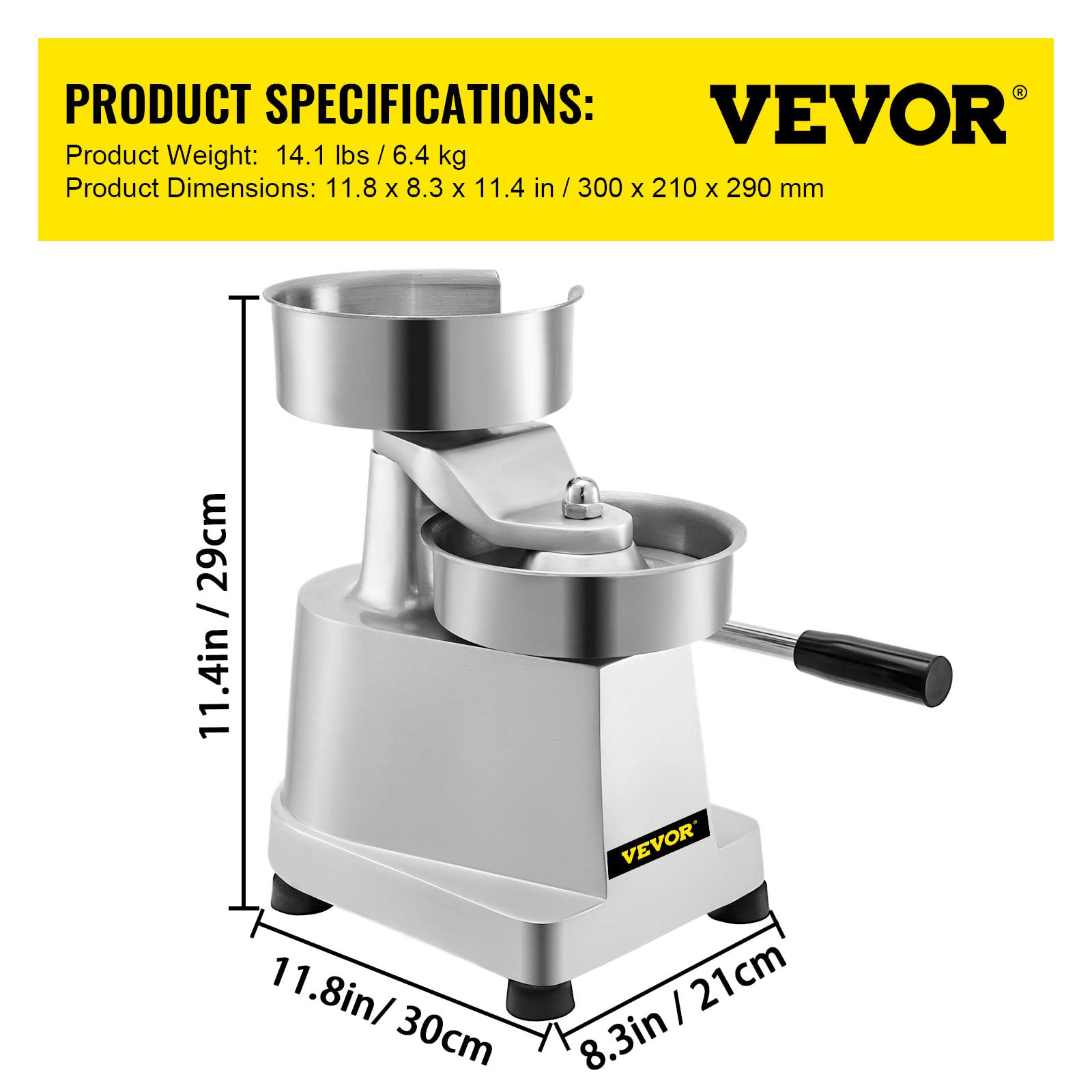 VBENLEM 5-Inch Stainless Steel Commercial Hamburger Patty Maker - Heavy Duty Burger Press Machine with 1000 Patty Papers - Perfect for Restaurants, BBQ Parties & Home Kitchen Use