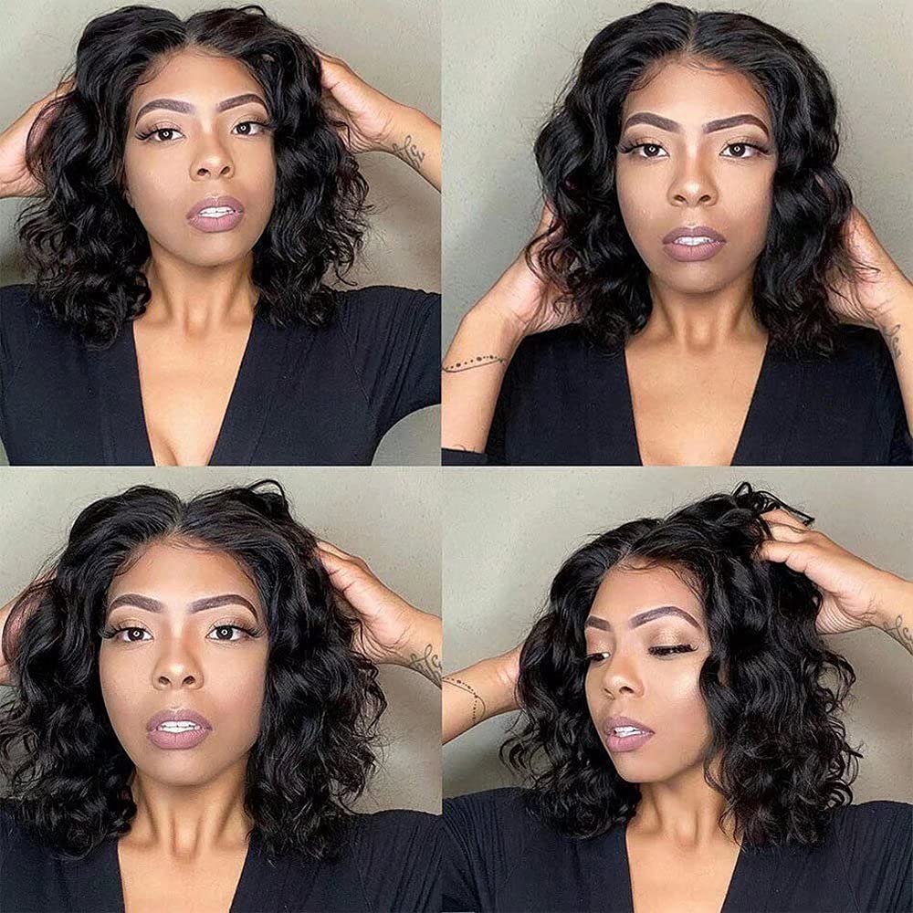 Short Bob Wavy Human Hair Lace Front Wig - 10Inch Brazilian Body Wave HD Invisible 13x6 Lace Frontal Wig with Pre-Plucked Bleached Knots (Glueless) for Black Women | Perfect for Daily Wear, Cosplay & Special Occasions