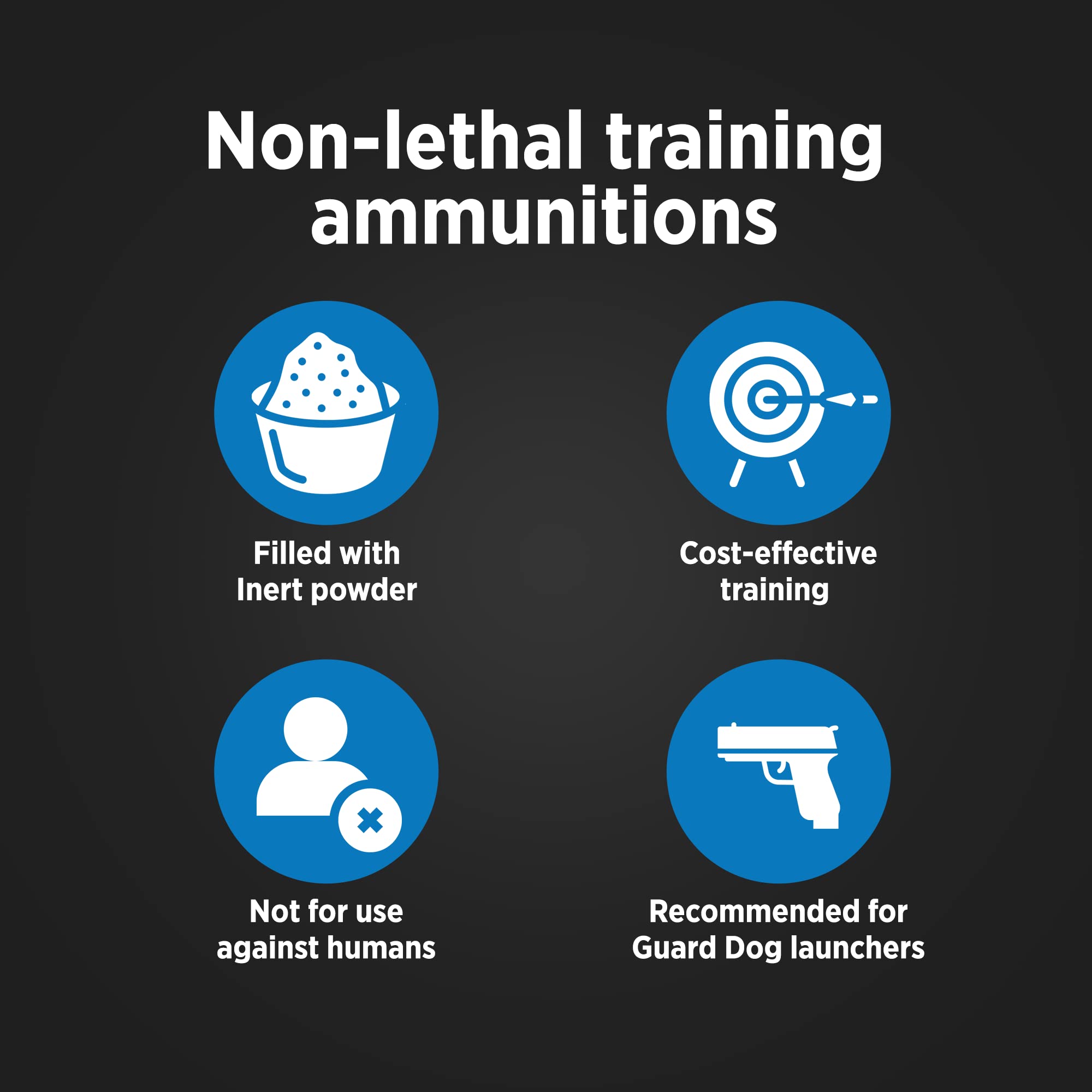 Guard Dog Security Inert Ball - Non-Lethal .50 Cal Training Ammo for Pepper & Paintball Guns - Self Defense & Practice