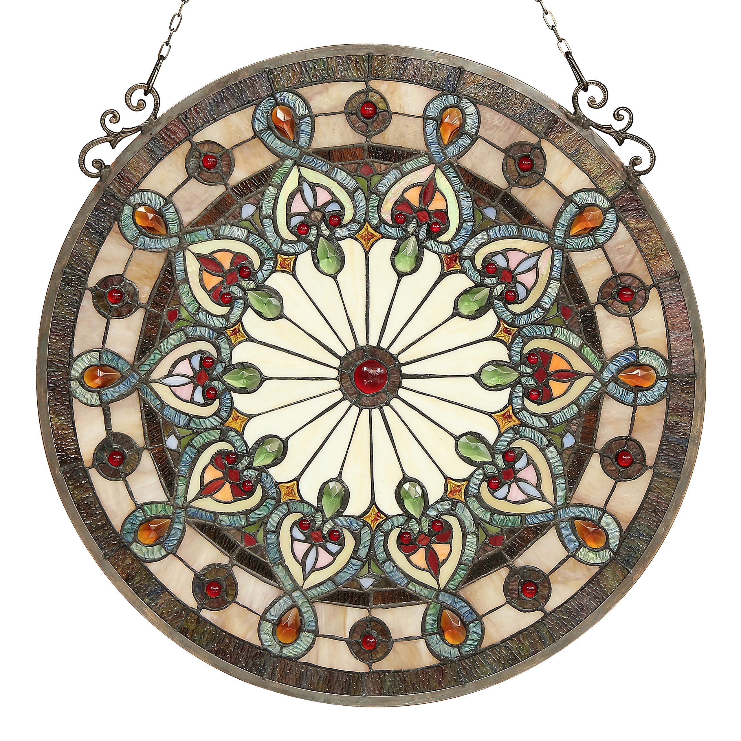 Tiffany Glass Victorian Window Panel 23.5