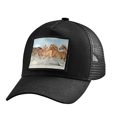 Stylish MCHIVER Horse Herd Trucker Hat for Men & Women - Adjustable Mesh Back Baseball Cap with Snapback Closure - Perfect for Outdoor Activities, Rodeo Events & Casual Wear