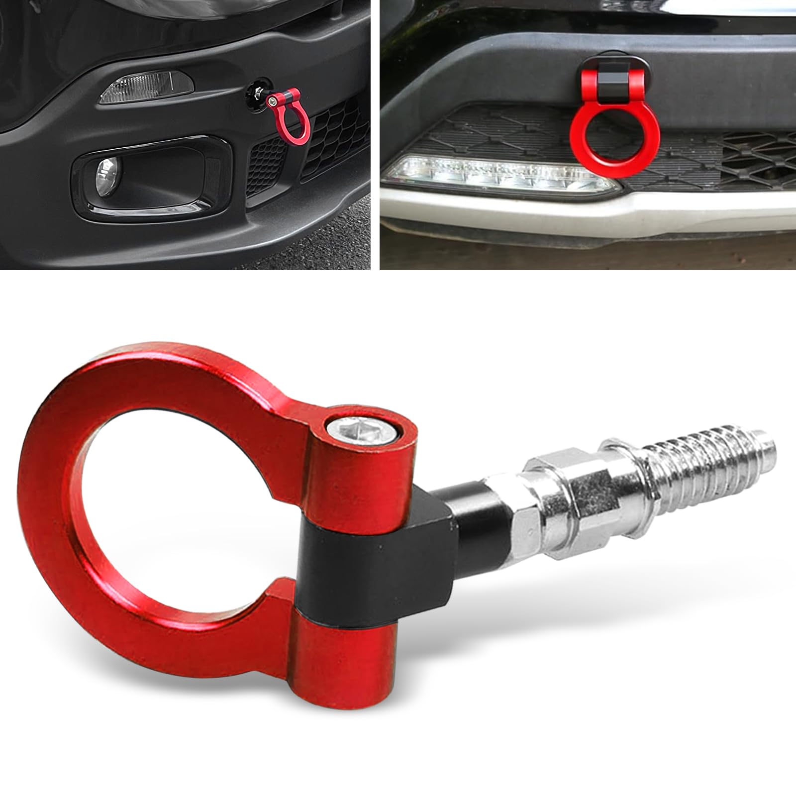 Universal Car Bumper Spiral Towing Hook - Red Trailer Accessory for Off-Road & Towing