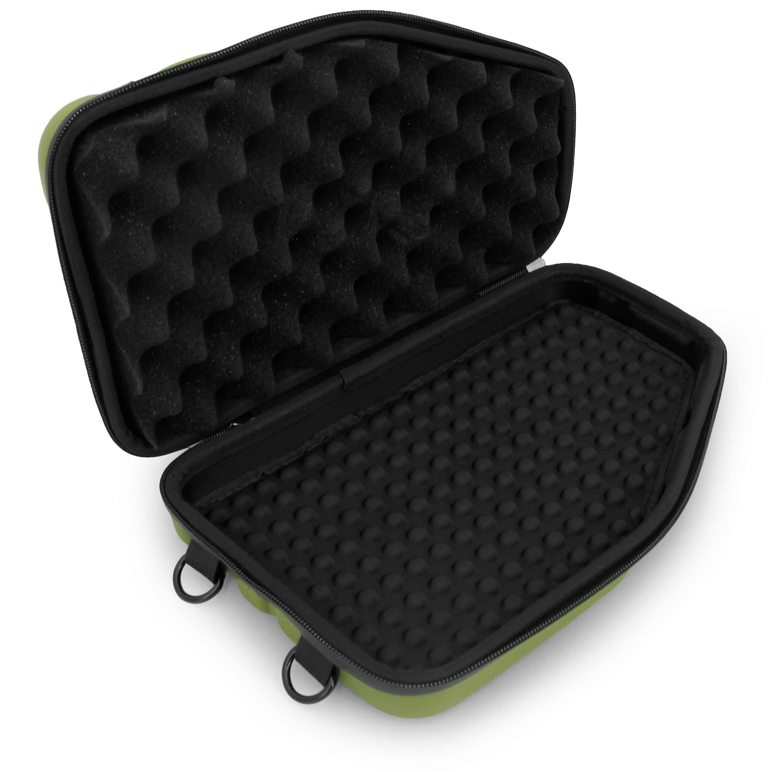 Premium CASEMATIX Locking Pistol Case for Small to Large 9mm Handguns - Secure Storage with Extra Magazine & Attachment Space - Heavy Duty Green Gun Case with Locking Zippers - Perfect for Range, Travel & Home Security