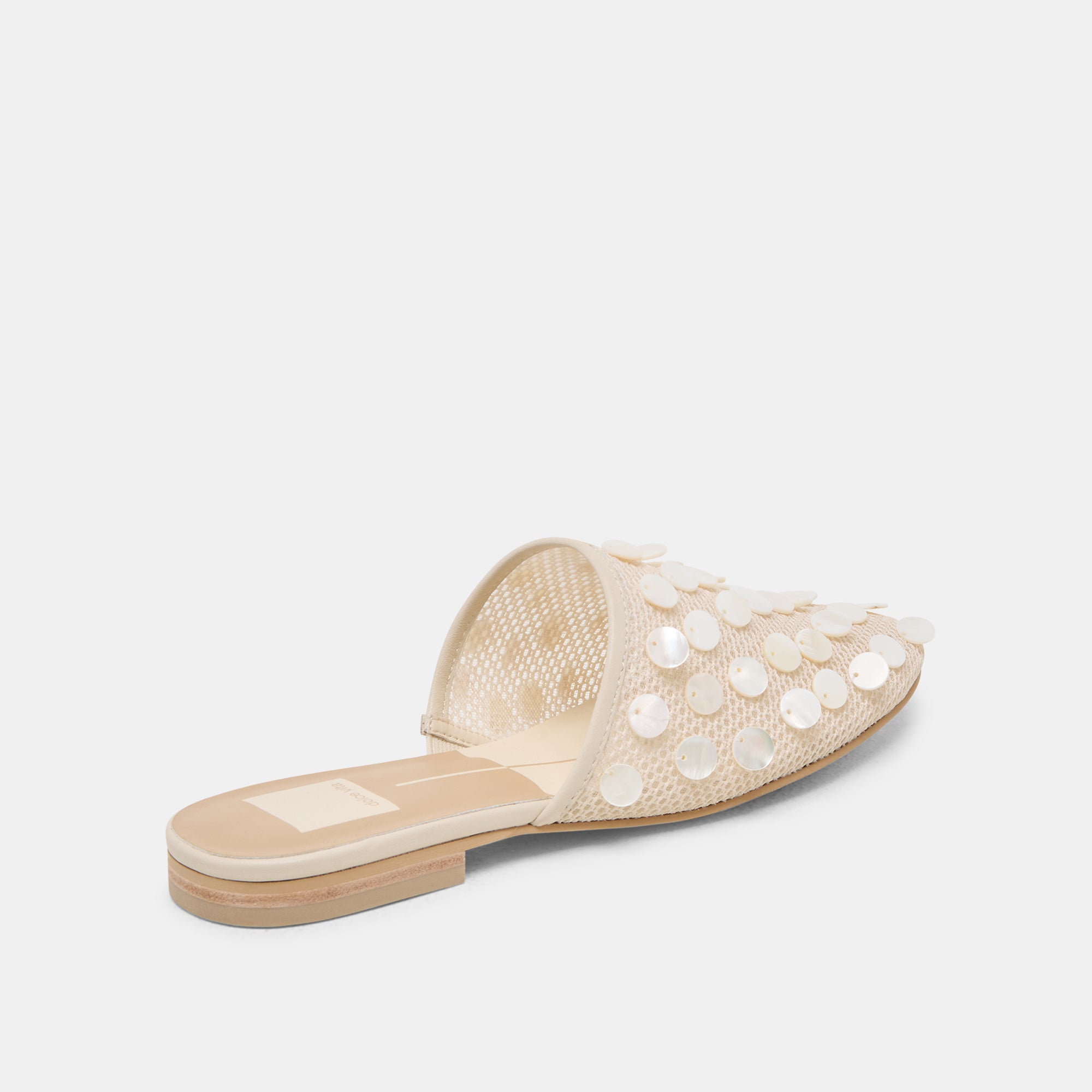 ROVA BEAD FLATS IVORY DISC MESH - Women's Fashion Sandals for Summer, Beach, and Casual Outings