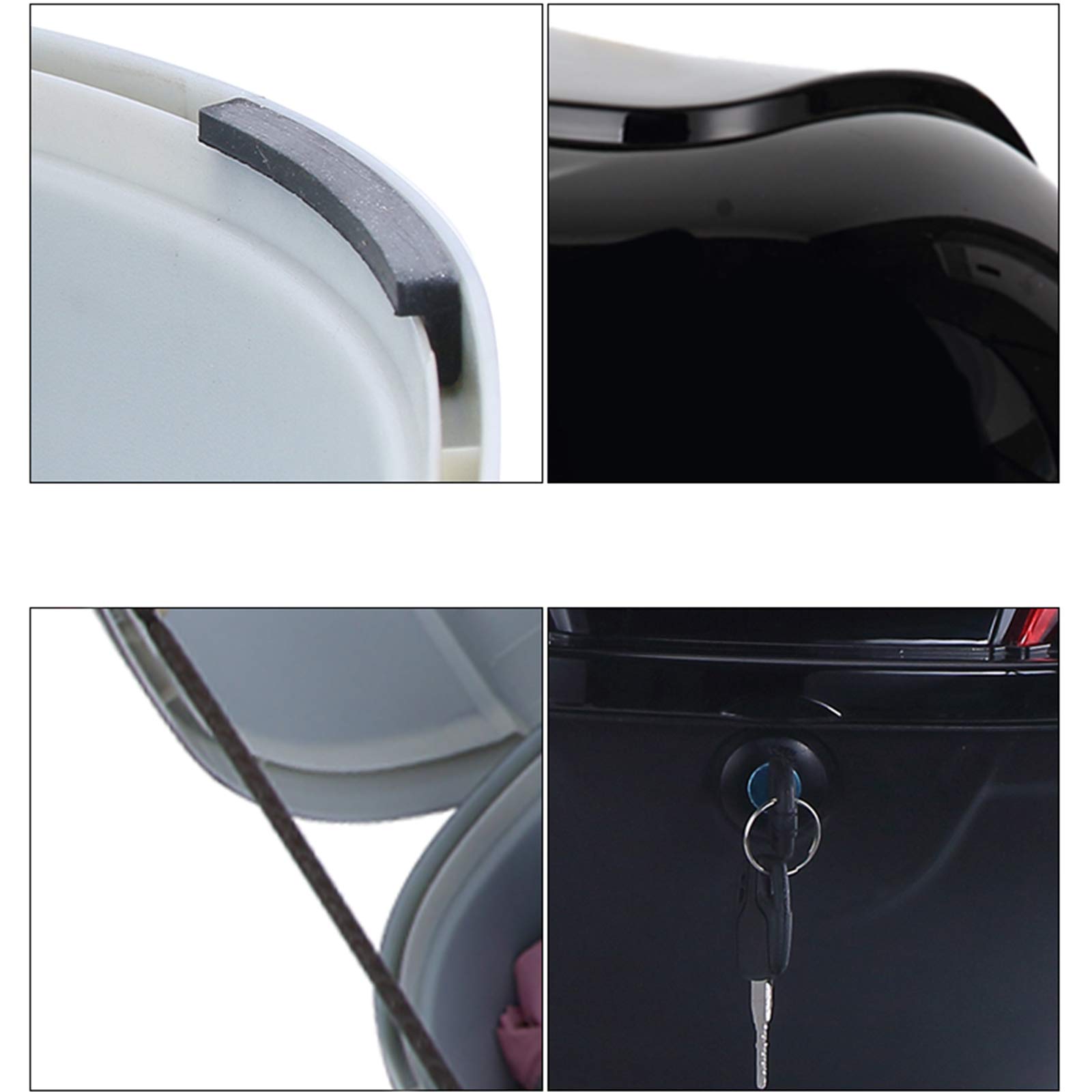 Universal Motorcycle Trunk - Extra Large Storage Box for Helmets & Luggage - White for Road Trips