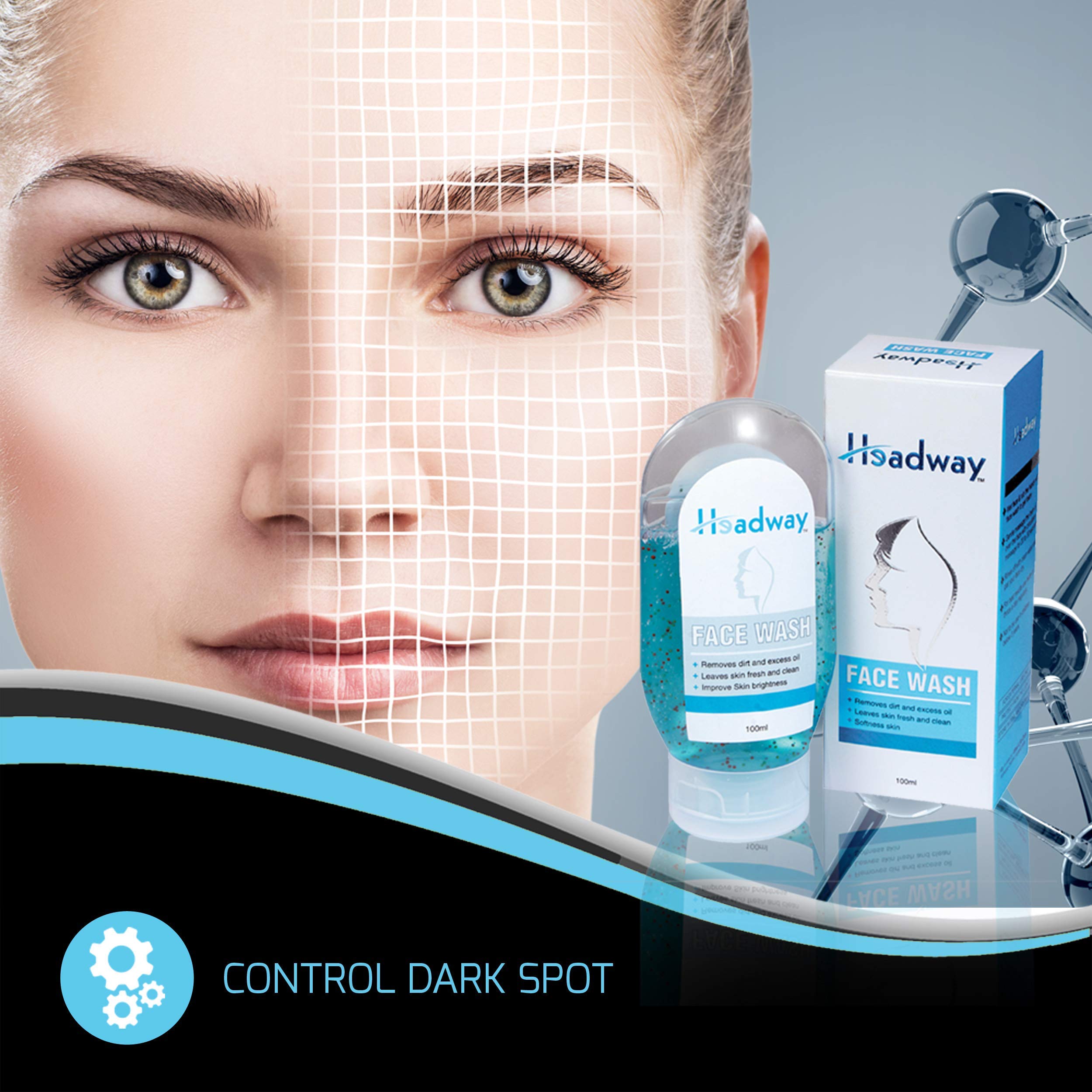 Headway Acne Control Face Wash for Men & Women - Dark Spot Treatment, Oily Skin Cleanser with Skin-Friendly pH (100ml, Pack of 2) | Daily Skincare Routine for Clear & Healthy Skin