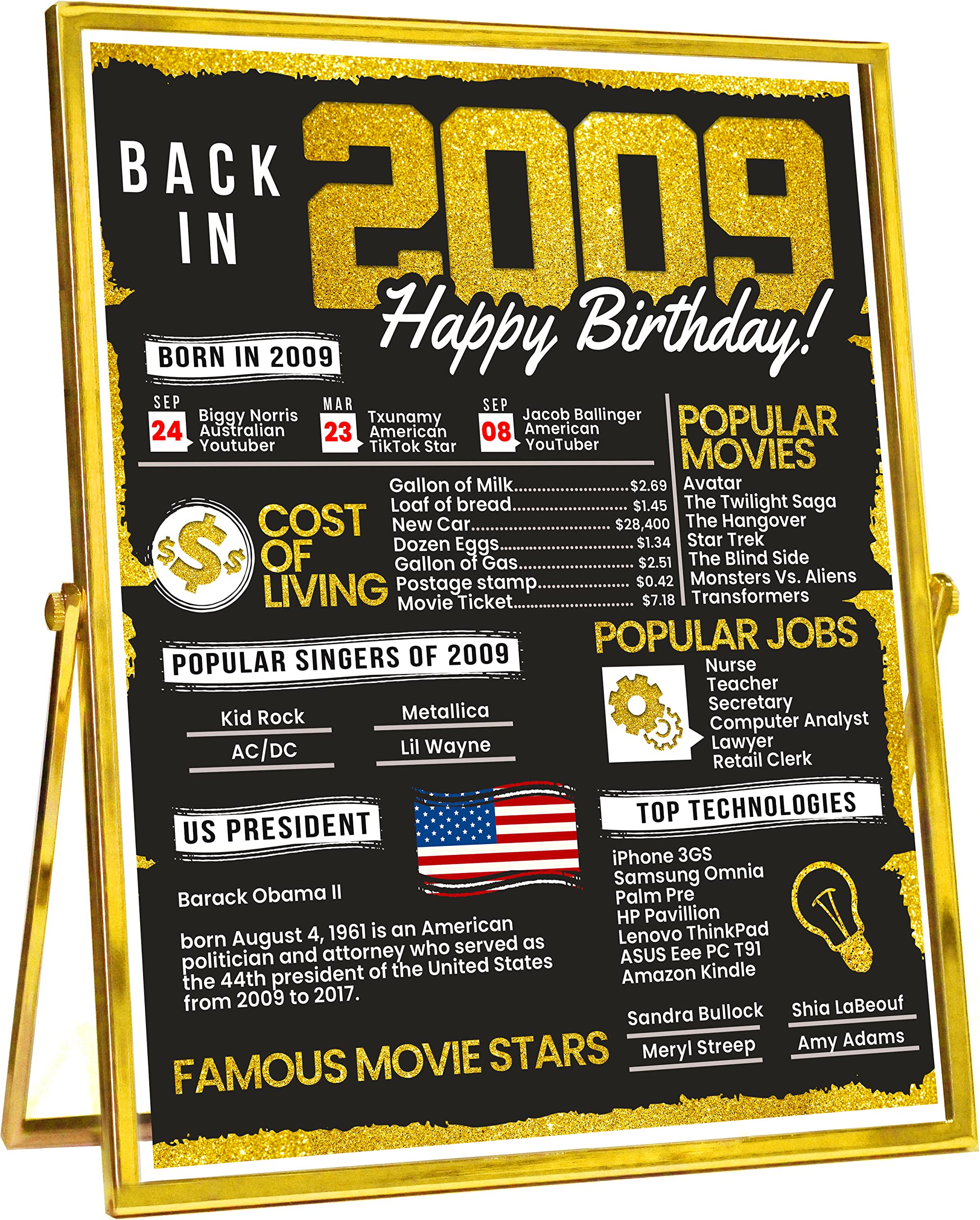 13th Birthday Party Decorations for Boys & Girls - 2009 Themed 8x10 Poster, Teen Birthday Gifts for 13 Year Olds | Perfect for Room Decor, Birthday Parties & Teenager Gifts [Unframed]