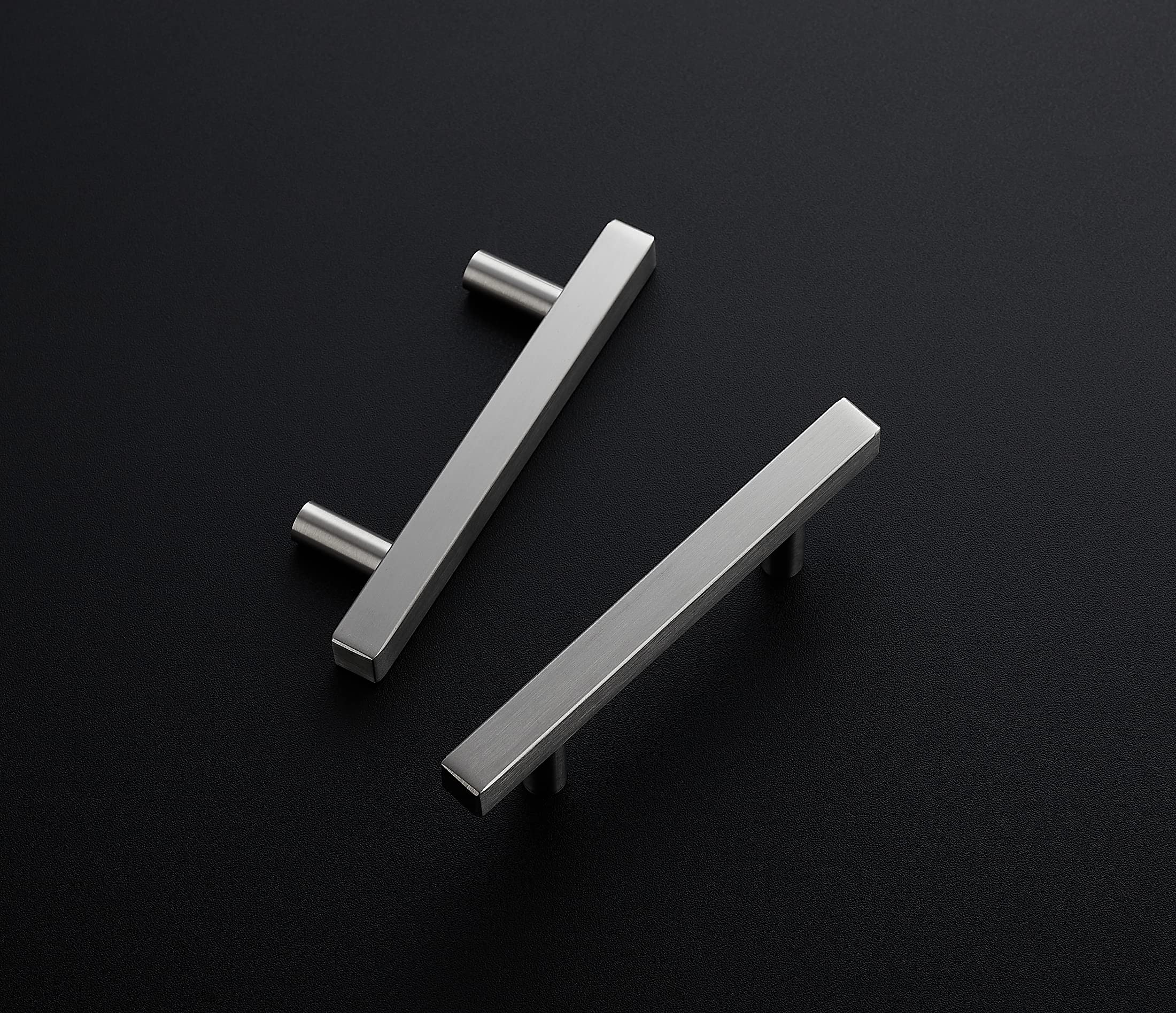 50 Pack Brushed Nickel 6 Inch Square Cabinet Pulls - Stainless Steel Kitchen Drawer Handles (6” Length, 3.75” Hole Center) - Perfect for Modern Kitchen Cabinets & Bathroom Vanities