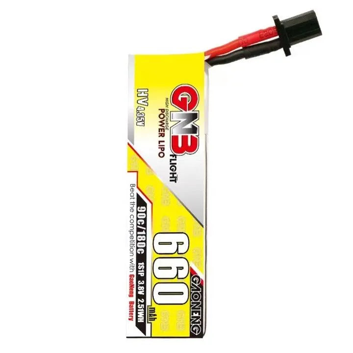 GNB GAONENG 660mAh 1S 3.8V High Voltage 90C LiPo Battery Pack of 4 - Perfect for FPV Drones, RC Cars, and Mini Quadcopters