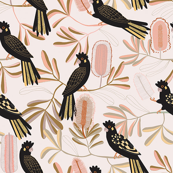 Black Cockatoo Wallpaper - Premium Peel & Stick Removable Wallpaper for Home Decor - Perfect for Living Room, Bedroom, Nursery & Office