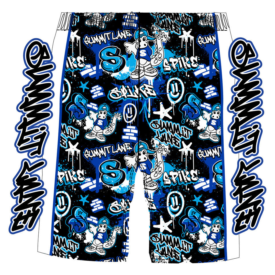 Boys & Men's Summit Lane Black Graffiti Shorts - Trendy Streetwear for Casual Wear, Gym & Summer Outfits