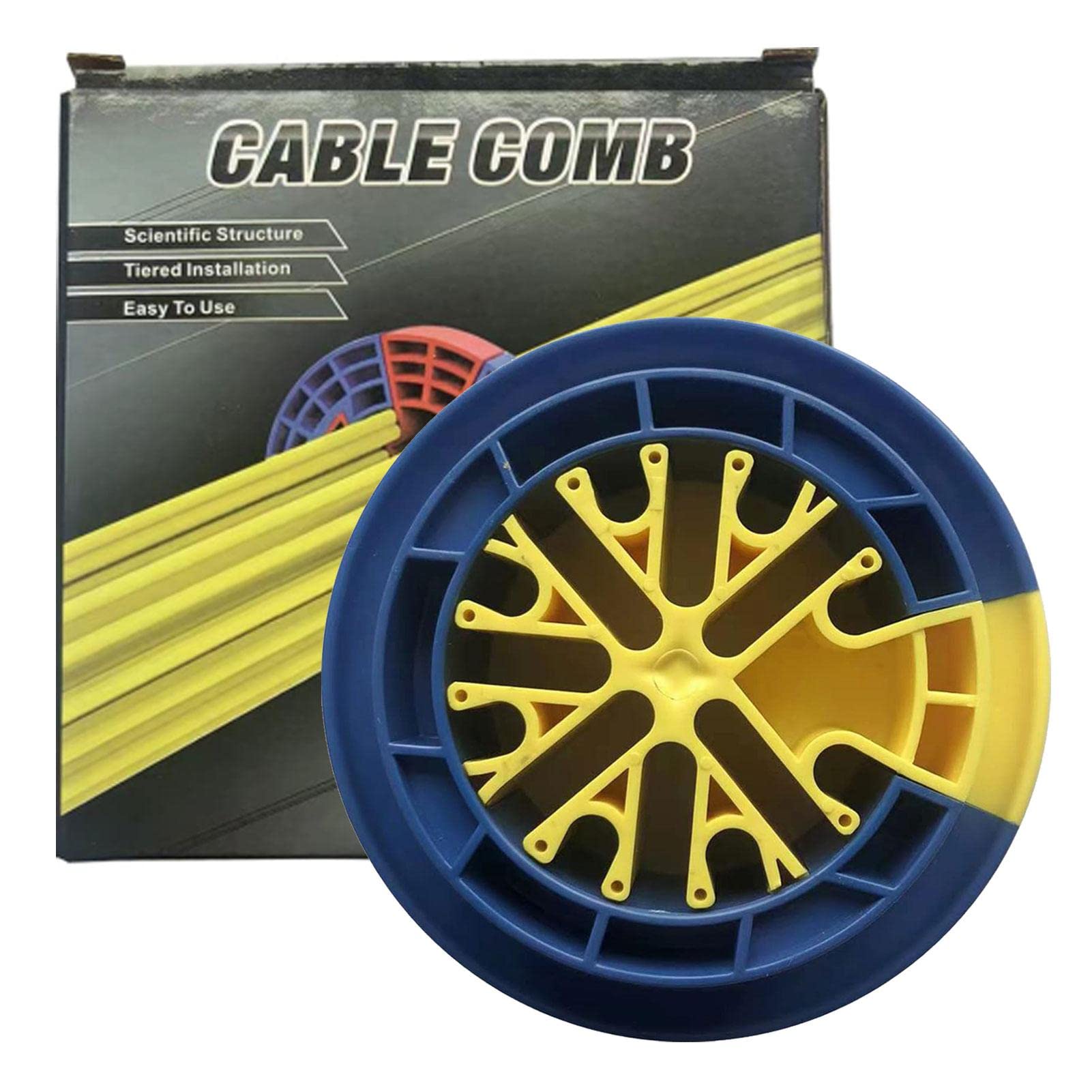 Professional Cable Comb Organizer Tool - Cord Management Kit for Wires & Cables (Blue/Yellow) | Perfect for Home Office, Gaming Setup & Server Room Organization | Portable Cable Dresser & Bundler for Neat Wire Arrangement