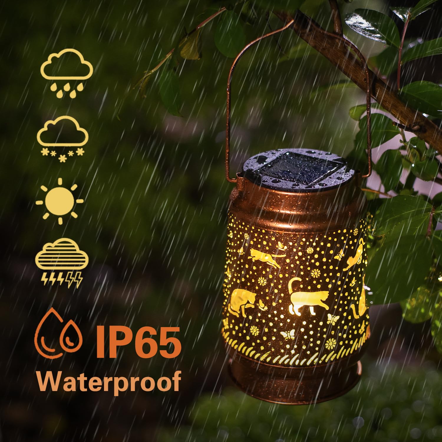 Solar Cat Lanterns Outdoor Waterproof - Decorative LED Hanging Solar Lights for Garden, Yard, Patio - Perfect Cat Lover Gifts for Women & Men - Ideal for Pathway, Lawn, Tabletop & Landscape Lighting