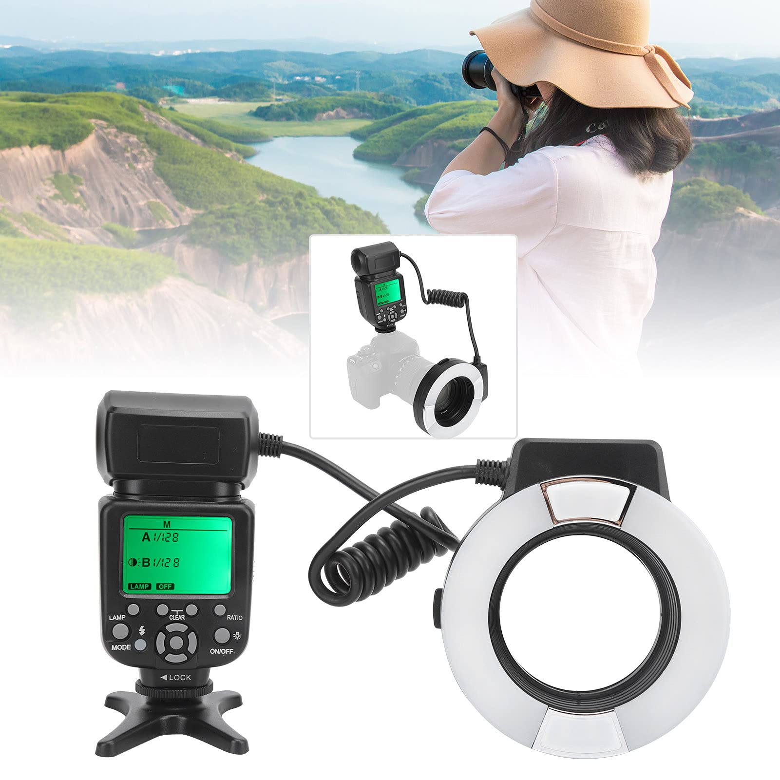 TTL Macro Ring Flash with Adapter for Nikon D7000 D5200 D5000 D3200 D3100 D90 D300S D600 - Perfect for Close-up Photography, Jewelry & Product Shooting