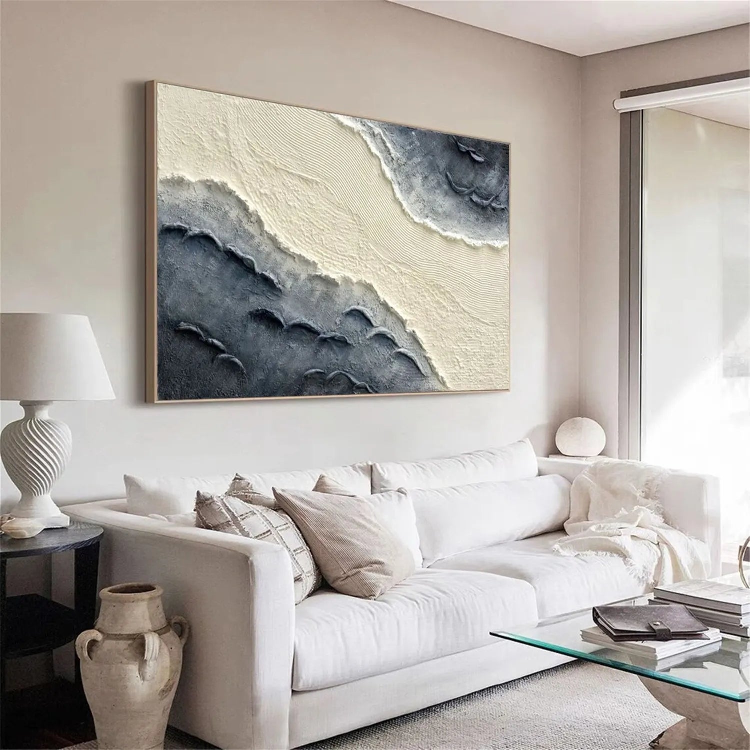 Ocean And Sky Painting #OS 191 - Handmade Canvas Wall Art for Home & Office Decor - Perfect for Living Room, Bedroom or Gift