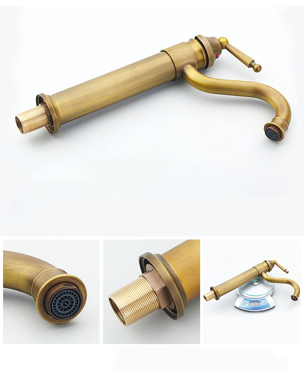 Antique Brass Kitchen Mixer Tap with Ceramic Valve - Classic Traditional Faucet for Farmhouse, Vintage & Rustic Style Kitchens - Perfect for Sink, Bar, Wet Bar & Butler Pantry