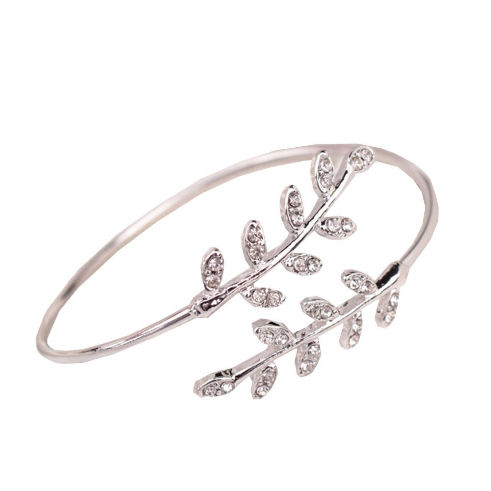 Elegant Butterfly & Leaf Diamond Bracelet for Women - Adjustable Crystal Wrap Bangle with Heart Charm in Gold | Perfect for Parties, Weddings & Everyday Fashion Jewelry