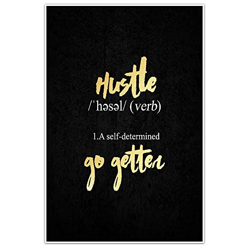 Hustle Definition Wall Art - Motivational Home Decor for Office & Living Room