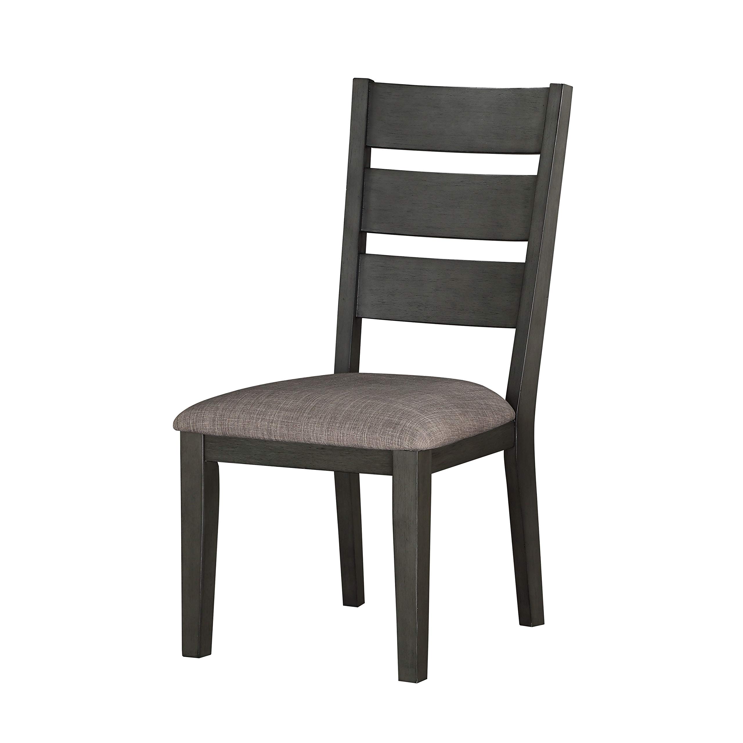 Benjara Transitional Wooden Side Chair with Fabric Padded Seat & Ladder Backrest - Gray - Perfect for Dining Room, Kitchen, or Home Office