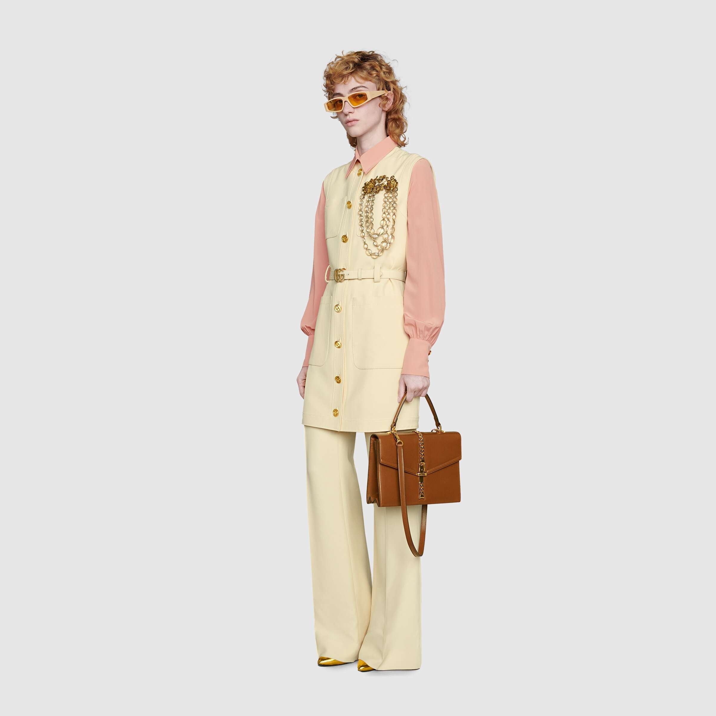 Gucci Sylvie 1969 Small Leather Top Handle Handbag in Brown | Luxury Designer Crossbody Bag for Women | Perfect for Work, Date Night & Special Occasions