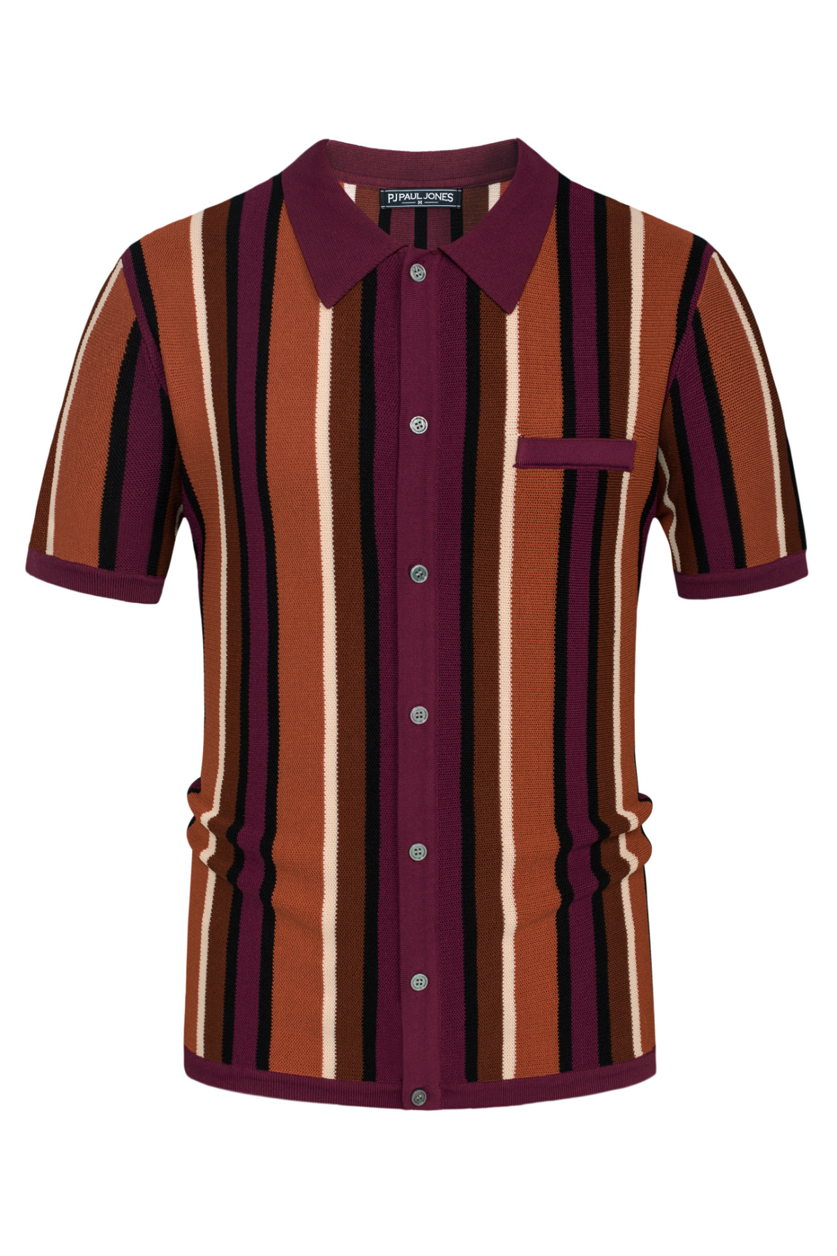 Vintage Stripe Lapel Collar Men's Short Sleeve Knit Polo Shirt - Casual Summer Office Wear & Weekend Outfit