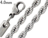 4MM Stainless Steel Rope Chain Necklace for Men & Women - Durable & Hypoallergenic Jewelry for Everyday Wear, Gifts & Special Occasions