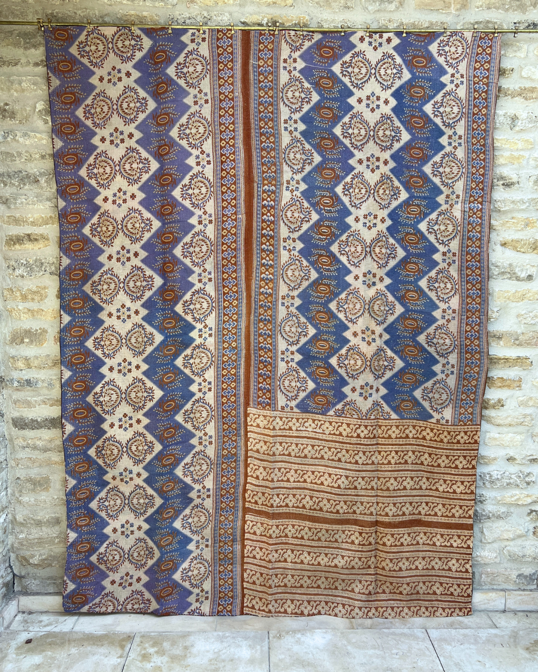 Midweight Kantha Quilt No. 795 - Handmade Cotton Throw Blanket for Bed, Sofa & Home Decor - Perfect for Cozy Nights, Boho Style & Gift Giving