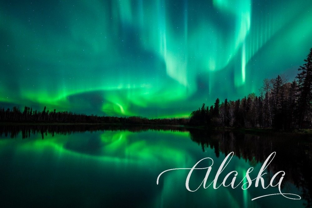 Alaska Northern Lights Over Lake - 16x24 Gallery Quality Metal Wall Art, Aluminum Decor for Living Room, Bedroom & Office - Stunning Aurora Borealis Landscape for Home & Office Decor