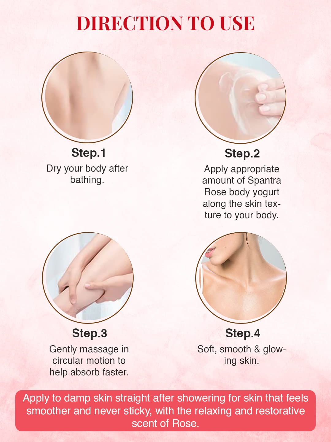 Spantra Rose Body Yogurt Cream - Hydrating & Non-Greasy Moisturizer with Rose Oil, Aloe Vera, Sunflower & Coconut Oil for Soft Skin | Sensitive Skin Friendly | 250g | Perfect for Daily Hydration, Post-Shower Care & Dry Skin Relief