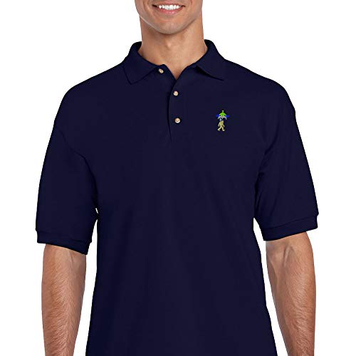 Custom Embroidered Men's Polo Shirts - Bigfoot & Spaceship Design - 100% Cotton Comfort Fit - Perfect for Golf, Casual Wear & Outdoor Activities