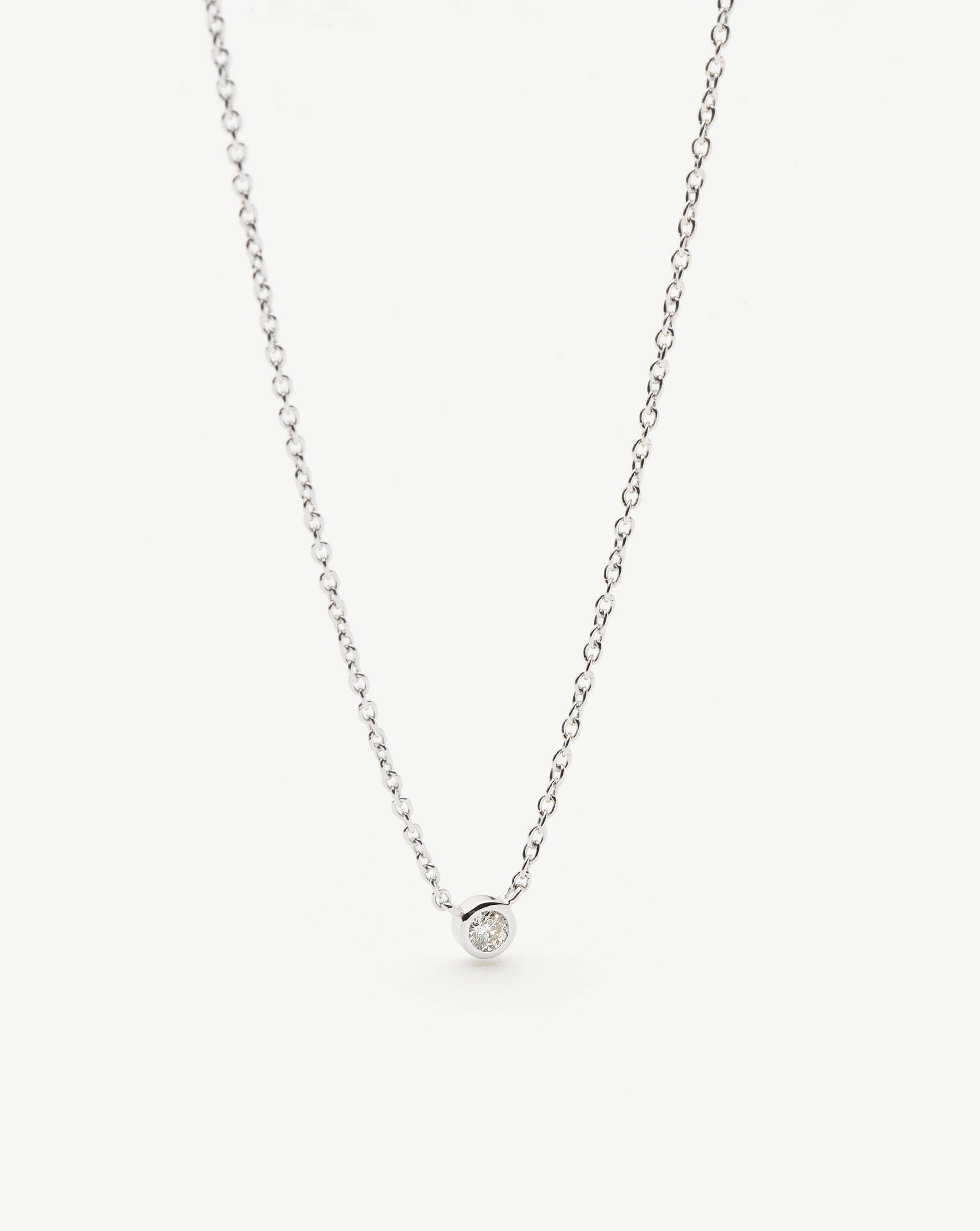 14K Solid White Gold Diamond Solitaire Pendant Necklace | 0.25ct Round Cut Diamond Jewelry | Perfect for Anniversary, Valentine's Day & Special Occasion Gifts