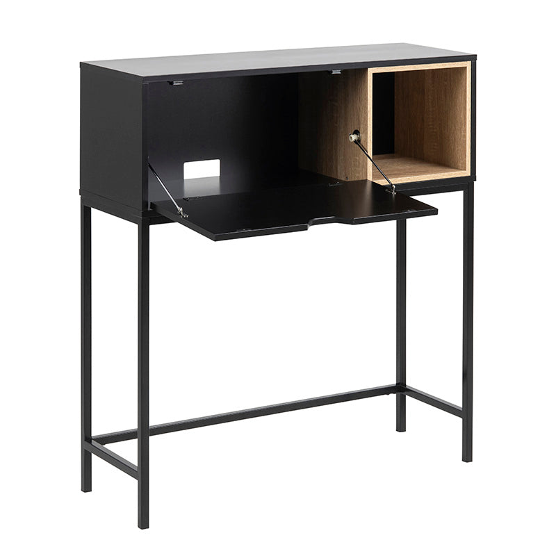 BATLEY 91.5cm Study Desk Console Table - Black & Natural Finish for Home Office, Bedroom, or Dorm Room Workspace