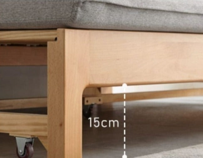 Solid Oak & Beech Wood Sleeper Sofa - Convertible Couch Bed for Living Room, Guest Room & Small Spaces - Durable & Stylish Furniture for Home & Office