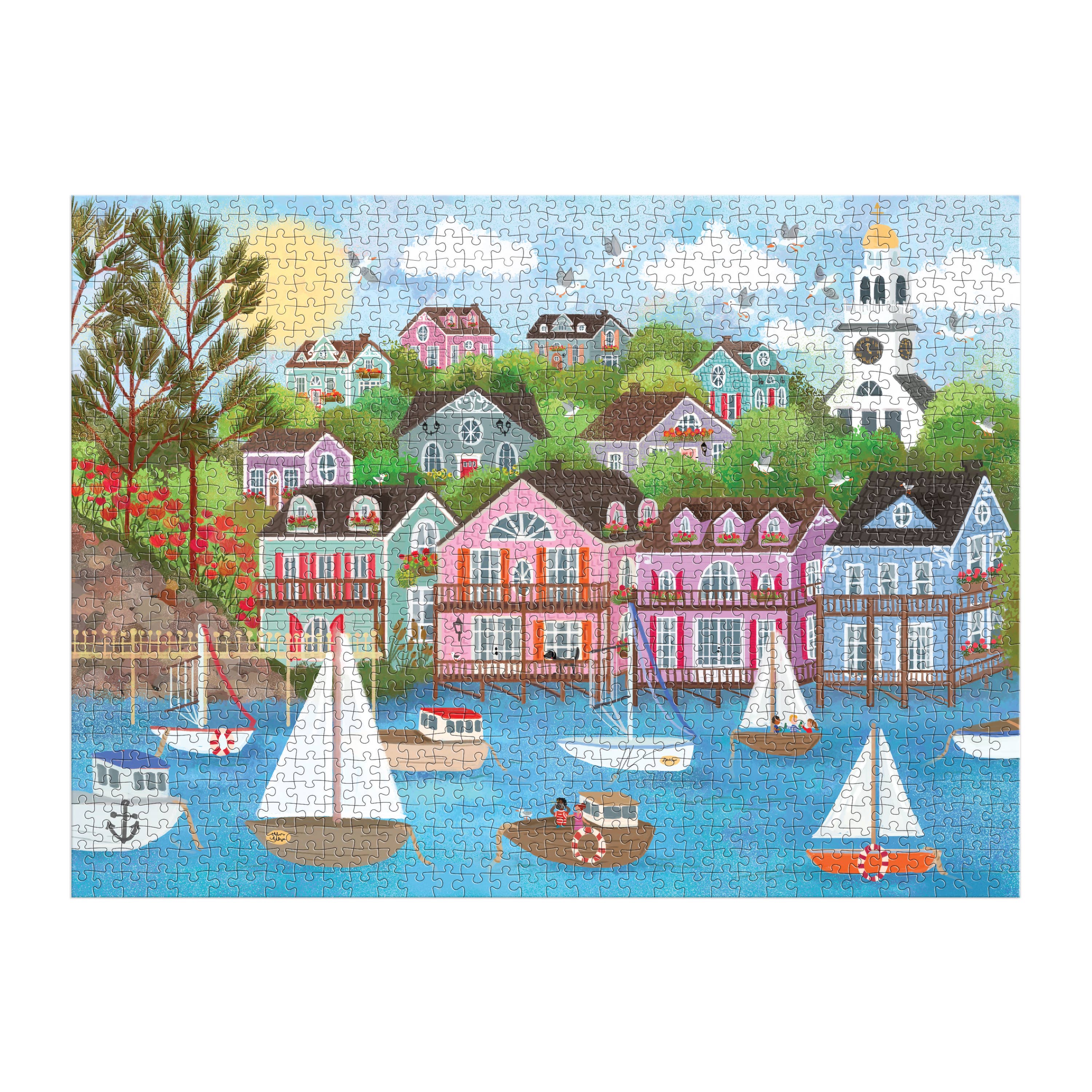 Premium 1000-Piece Harbor by the Sea Jigsaw Puzzle for Adults - Challenging Coastal Landscape Puzzle for Relaxation & Home Decor