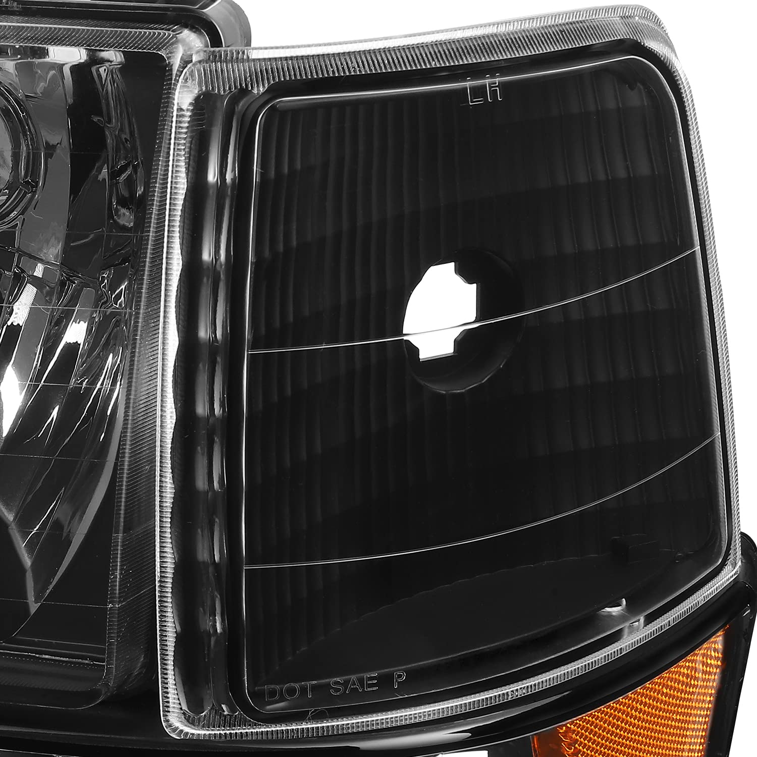 AKKON Replacement Headlights & Corner Lights for 92-96 Ford Bronco F150 F250 F350 - Black Housing OE Style Headlamps & Turn Signals - Upgrade for Off-Roading, Daily Driving & Night Visibility