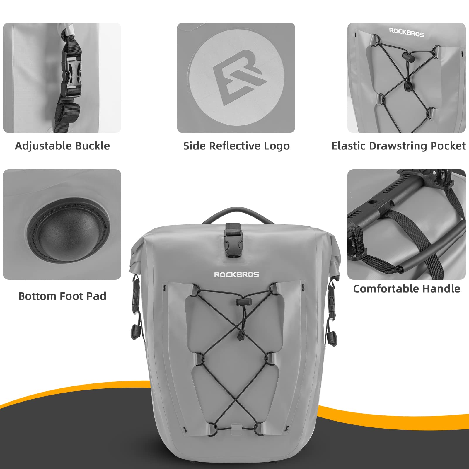 **ROCKBROS Waterproof Bike Panniers – 30L Large Capacity Rear Rack Bag for Cycling, Travel & Commuting – Ideal for Bikepacking, Grocery Runs & Daily Rides**