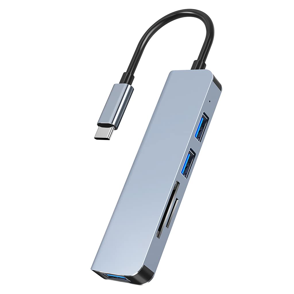 SANRLO 5-Port USB 3.0 Hub with SD/TF Card Reader - High-Speed USB Splitter for Laptop & PC - Fast Data Transfer USB Port Expander - Perfect for Office, Home & Travel Use