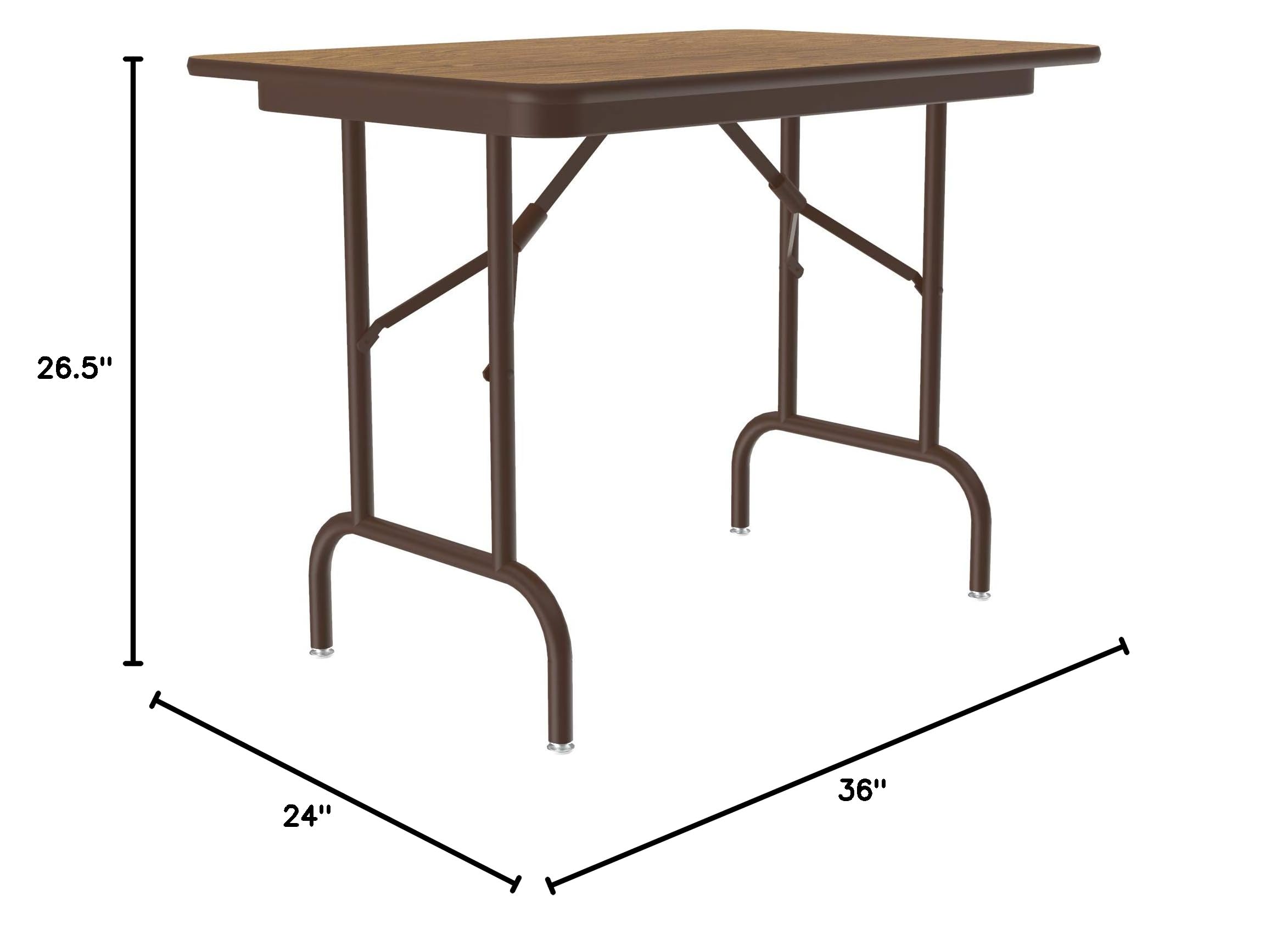 Correll 24x36 Inch Commercial Duty Folding Table with Medium Oak Melamine Top - 26.5
