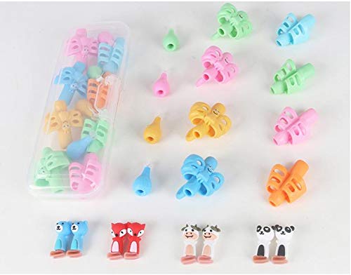 Ergonomic Pencil Grips for Kids Ages 3-6 - Set of 20 with 3 Premium Holders (Crossover, Pinch & Standard) - Improve Handwriting & Pencil Control for Preschoolers & Kindergarten - Perfect for Classroom, Homework & Art Activities
