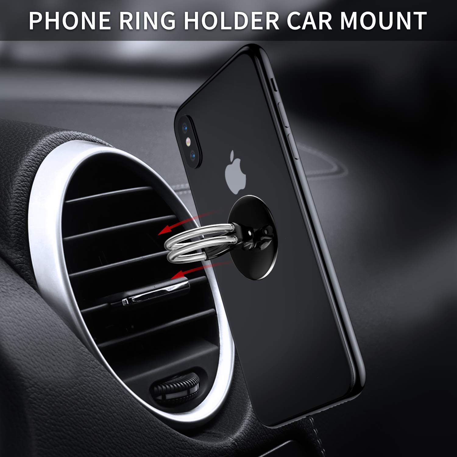 Tvoip 2Pcs Universal 3-in-1 Cell Phone Ring Holder, Finger Grip Stand & Car Vent Mount for Phones & Tablets, Silver - Perfect for Driving, Watching Videos, and Secure Grip