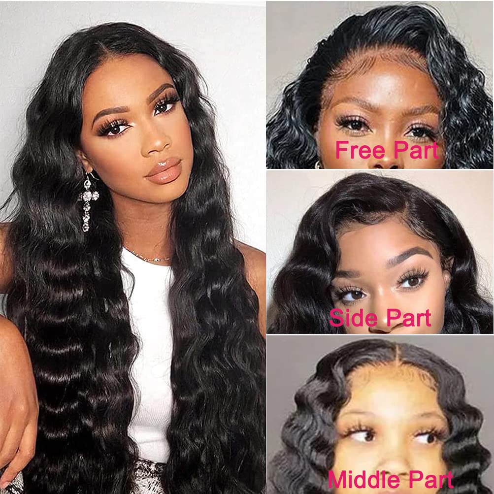 13x4 Loose Deep Wave Lace Front Human Hair Wigs for Black Women - 150% Density Pre-Plucked Natural Hairline (28 Inch) | Perfect for Daily Wear, Parties & Special Occasions