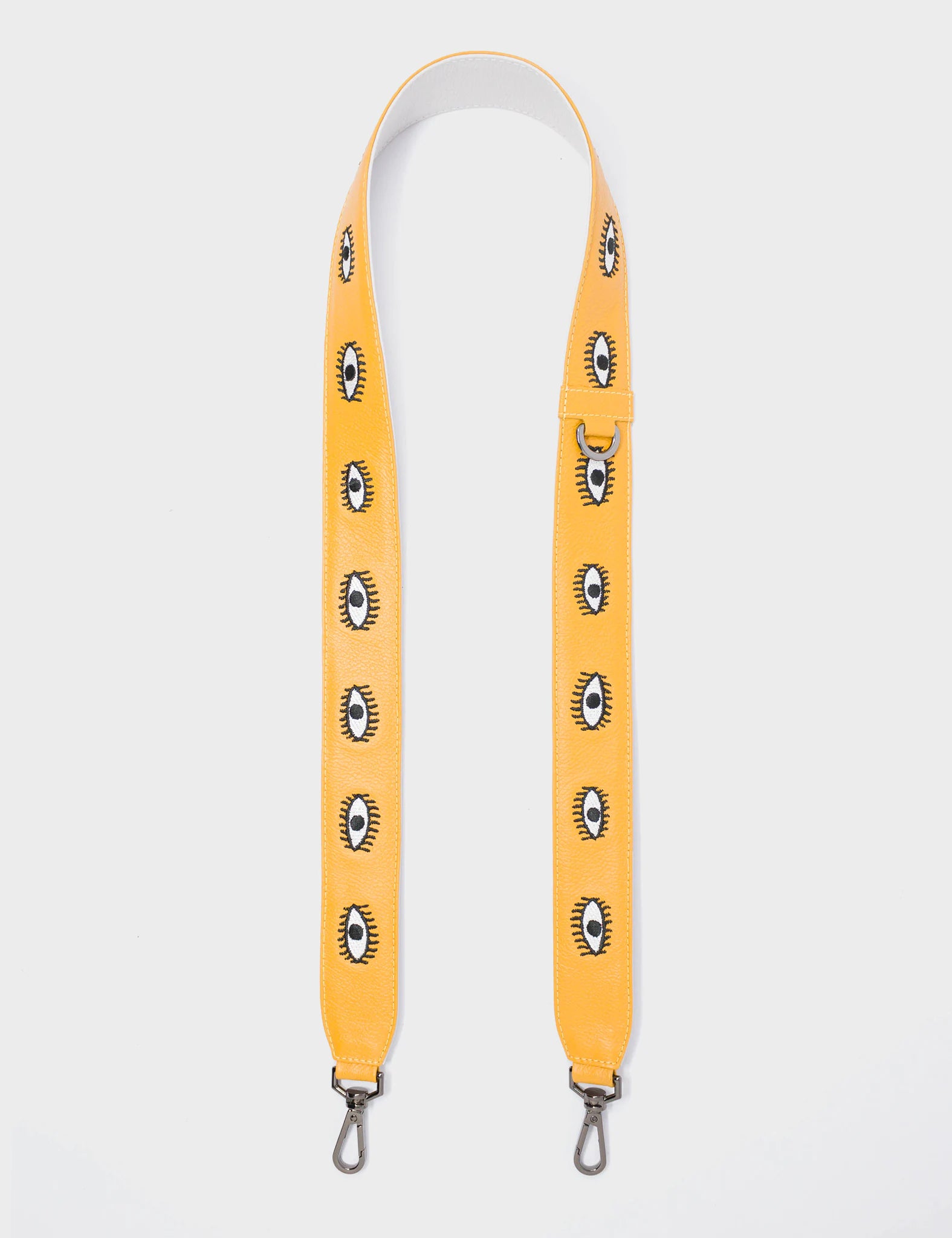 Detachable Golden Glow Leather Shoulder Strap with All Over Eyes Embroidery - Perfect for Handbags, Crossbody Bags & Fashion Accessories